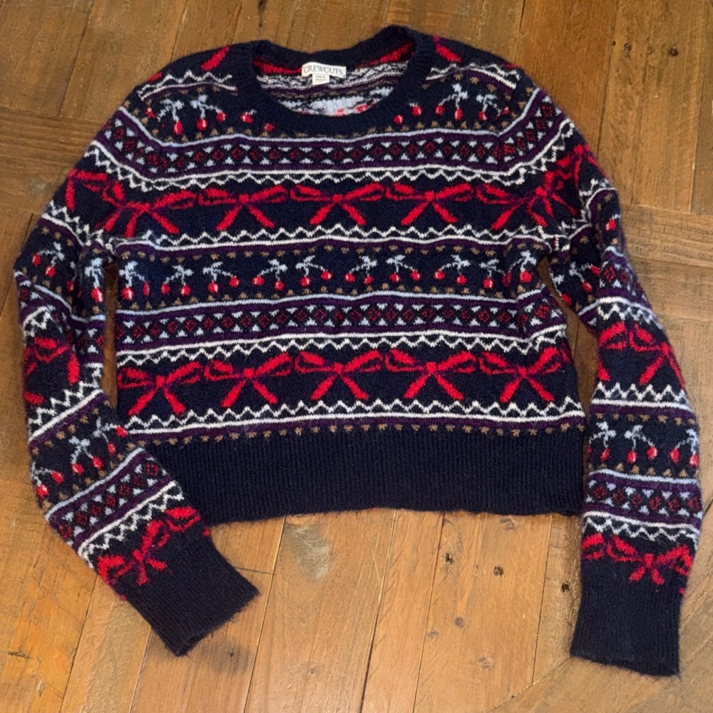 Crewcuts Navy and Red Patterned Sweater